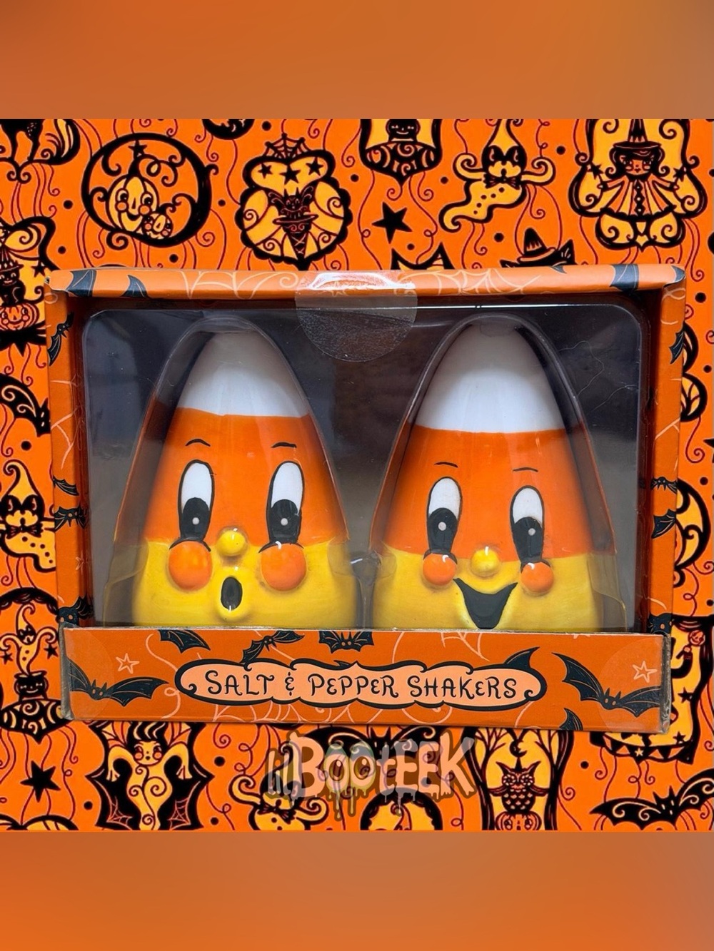 Johanna Parker Halloween Vintage Style Candy Corn Salt & Pepper Shakers NiB